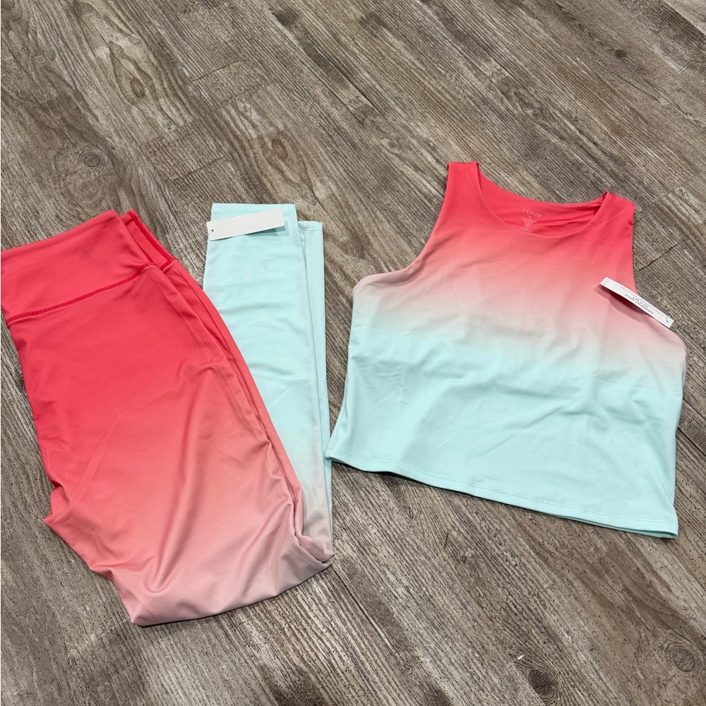 Radiant NWT VENUS Pink and Blue Leggings Set